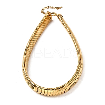 Ion Plating(IP) 304 Stainless Steel Flat Snake Chain Necklaces for Women NJEW-U049-01G-03-1