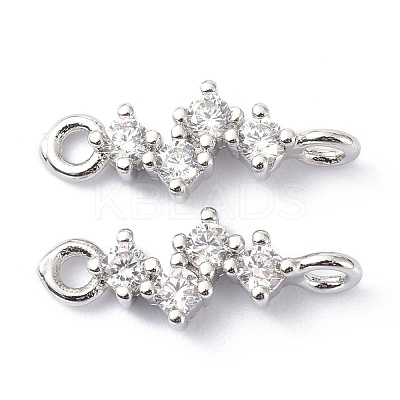 Eco-Friendly Brass Micro Pave Clear Cubic Zirconia Links Connectors ZIRC-C022-03P-1