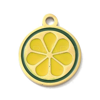 304 Stainless Steel Fruit Enamel Pendants STAS-G362-04G-03-1