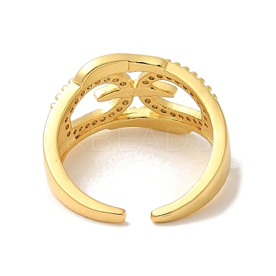 Rack Plating Brass Micro Pave Clear Cubic Zirconia Cuff Rings for Women RJEW-G325-13D-GP-1