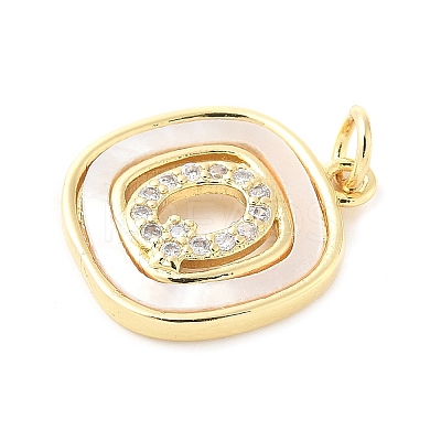 Rack Plating Brass Micro Pave Clear Cubic Zirconia Pendants KK-E102-33G-Q-1