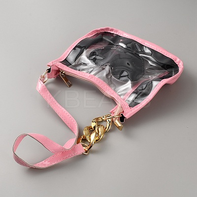 Waterproof Transparent PVC Heart Printed Shoulder Bags for Women AJEW-WH20115-03A-1