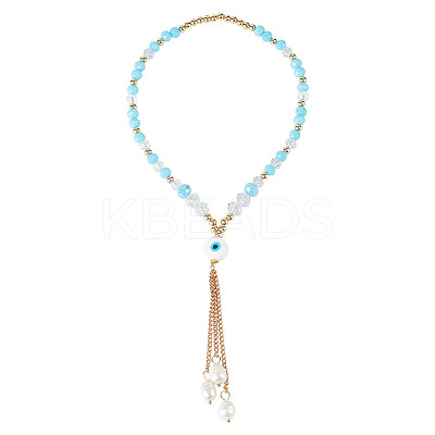 Glass & Pearl Beaded Car Hanging Decorations HJEW-DR00017-1
