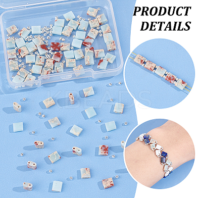 1 Strand Rectangle Synthetic Aqua Terra Jasper Beads Strands G-NB0005-58-1