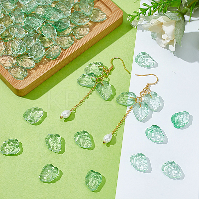 100Pcs Autumn Theme Two-Tone Transparent Glass Charms GLAA-PH0003-84B-1