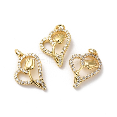 Rack Plating Brass Cubic Zirconia Pendants KK-D074-14G-1