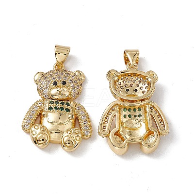 Brass Micro Pave Cubic Zirconia Pendants KK-B061-20G-01-1