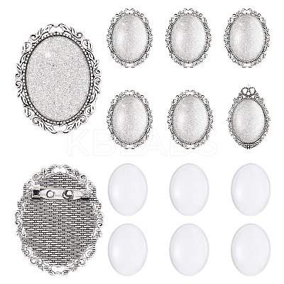 5Pcs Vintage Tibetan Alloy Brooch Cabochon Bezel Settings FIND-YW0009-70-1