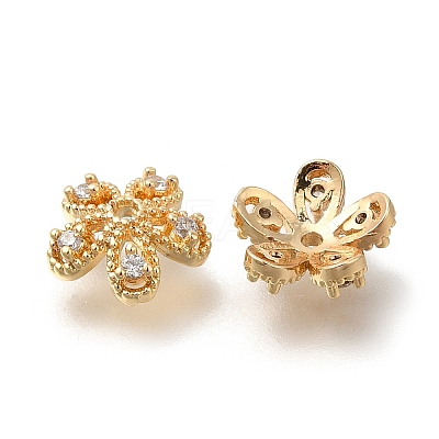 Flower Rack Plating Brass Micro Pave Cubic Zirconia Beads KK-S399-01A-1