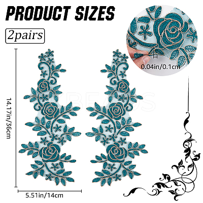 Flower Polyester Embroidery Lace Appliques DIY-WH20011-03B-1
