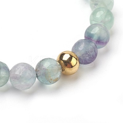 Natural Fluorite Beads Stretch Bracelets BJEW-JB03852-04-1
