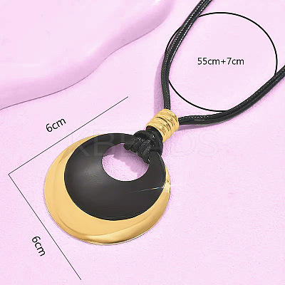 Alloy Ring Pendant Black Cord Necklaces FS-WG3AB90-01-1