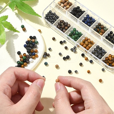 DIY Natural & Synthetic Gemstone Round Beads Stretch Bracelets Making Kits DIY-YW0011-49-1