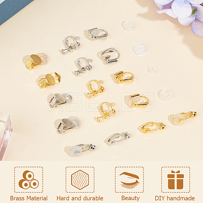 32Pcs 8 Style Brass Clip-on Earring Findings KK-SP0001-27-1