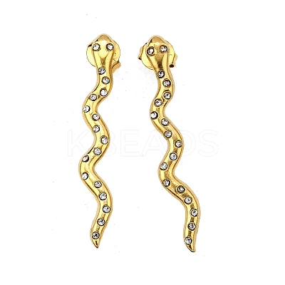 304 Stainless Steel Rhinestone Stud Earrings EJEW-Z116-01G-1