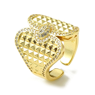 Brass Micro Pave Cubic Zirconia Open Cuff Rings RJEW-K256-32G-1