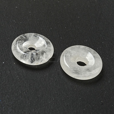 Natural Quartz Crystal Rock Crystal Donut/Pi Disc Charms G-G142-01W-1