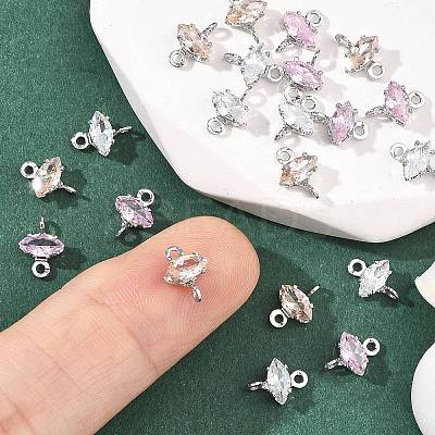 SHEGRACE Brass Pave Cubic Zirconia Horse Eye Connector Charms XGRQ2O035-436P-1