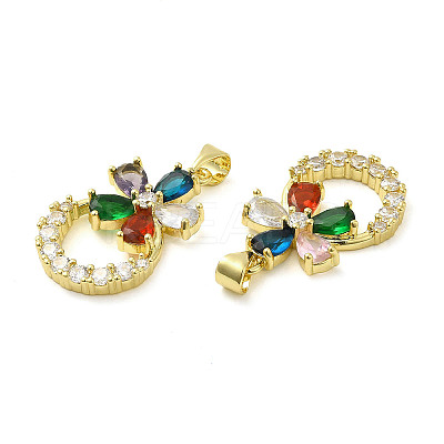 Rack Plating Brass with Cubic Zirconia Pendants KK-Q784-09G-1