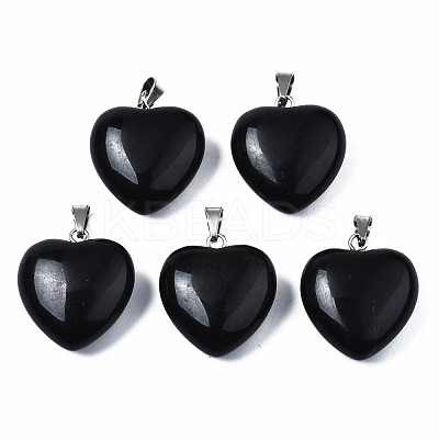 Natural Obsidian Pendants G-N0325-12A-1