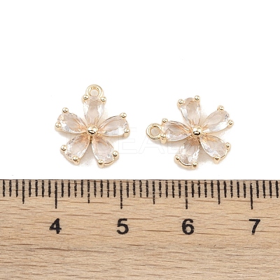 Brass Micro Pave Clear Cubic Zirconia Pendants KK-K351-42C-G-1