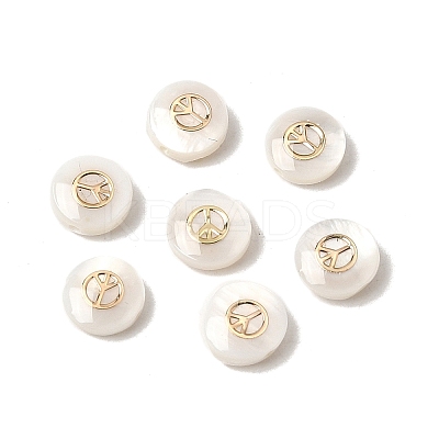 Natural Freshwater Shell Flat Round Beads SHEL-C009-01D-1