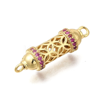 Rack Plating Brass Micro Pave Cubic Zirconia Hollow Column Links Connector Charms ZIRC-F142-50A-B01-1