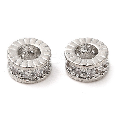 Rack Plating Brass Micro Pave Cubic Zirconia Beads KK-A186-03B-P-1