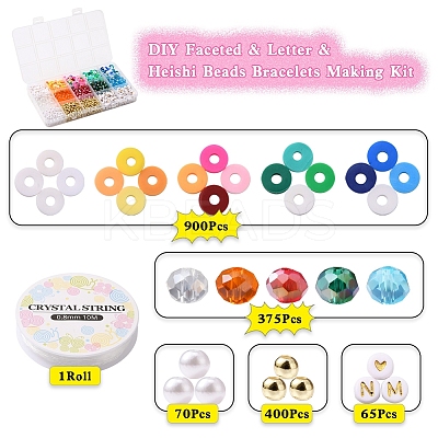 DIY Faceted & Letter & Heishi Beads Bracelets Making Kit DIY-YW0005-22-1
