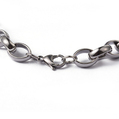Tarnish Resistant Heart 304 Stainless Steel Link Necklaces and Bracelets Jewelry Sets LS-SJEW-F132-08P-1