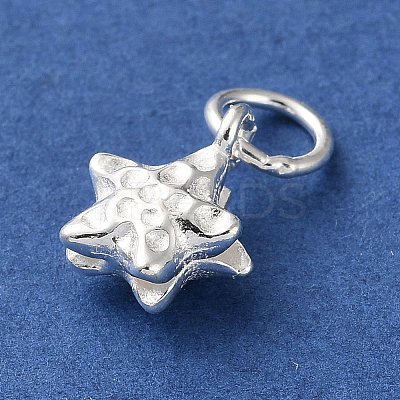 925 Sterling Silver Textured Star Charms with Jump Rings STER-H118-06S-1