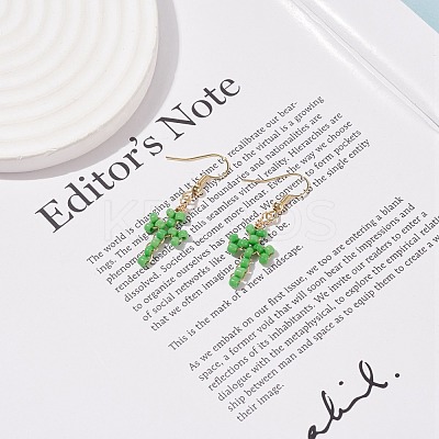 Glass Seed Braided Cross Dangle Earrings EJEW-JE05042-1