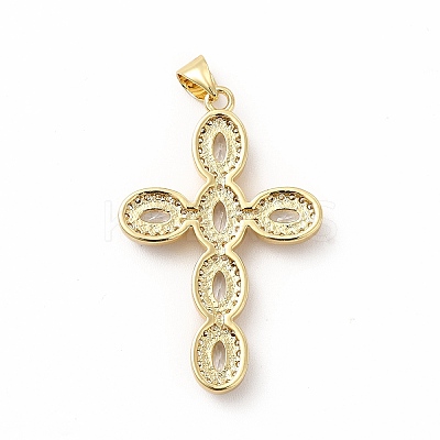 Rack Plating Brass Cubic Zirconia Pendants X-KK-G456-25G-01-1