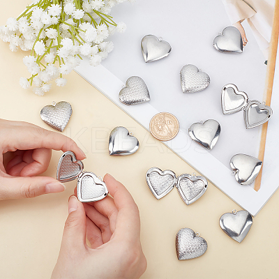 16Pcs 2 Style 316 Stainless Steel Locket Pendants STAS-DC0002-69-1