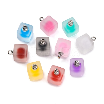 Frosted Resin Cube Pendants RESI-U002-11-1