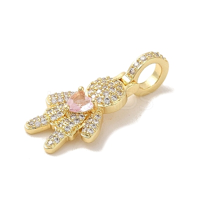Rack Plating Brass Micro Pave Clear Cubic Zirconia Pendants KK-R158-02C-G-1