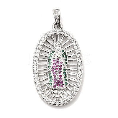 Religion Theme Brass Micro Pave Cubic Zirconia Pendants ZIRC-I032-71P-1
