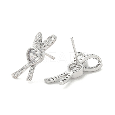 Rack Plating Brass Micro Pave Clear Cubic Zirconia Stud Earrings for Women EJEW-M260-18P-1