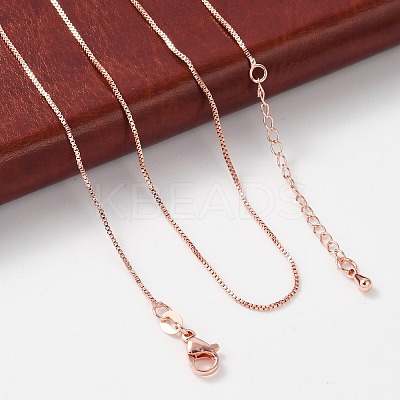 Brass Box Chain Necklaces for Women NJEW-D302-42RG-1