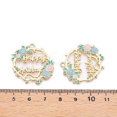 Rack Plating Alloy Enamel Pendants ENAM-N056-369KCG-03-1