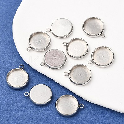 Tarnish Resistant 304 Stainless Steel Pendant Cabochon Settings STAS-K202-03E-P-1