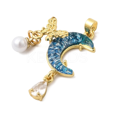 Brass with Translucent Resin Pendants KK-K274-12G-1