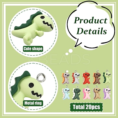 20Pcs 10 Colors Opaque Resin Pendants RESI-YW0004-42-1