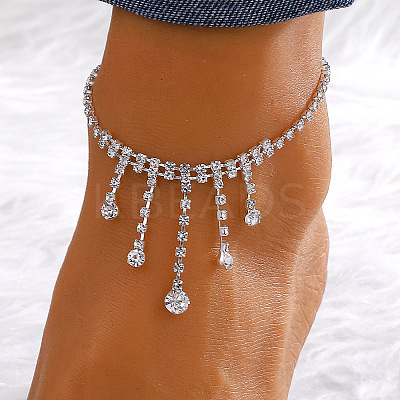 Brass Crystal Rhinestone Tennis Anklets for Wome FS-WGAF92D-06-1