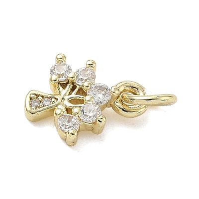 Brass Micro Pave Cubic Zirconia Tree Charms KK-K368-51G-1