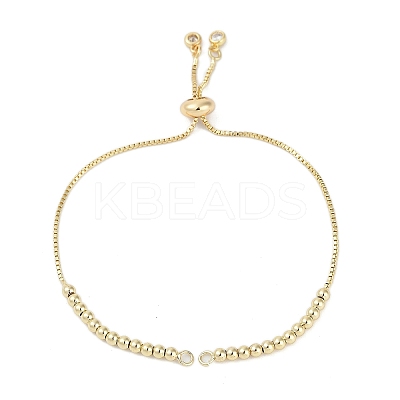 Rack Plating Brass Clear Cubic Zirconia Slider Bracelet Making LS-KK-H509-01G-1