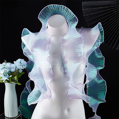 10 Yards Mermaid Color Polyester Pleated Lace Trim Ribbon DIY-WH0419-43D-1