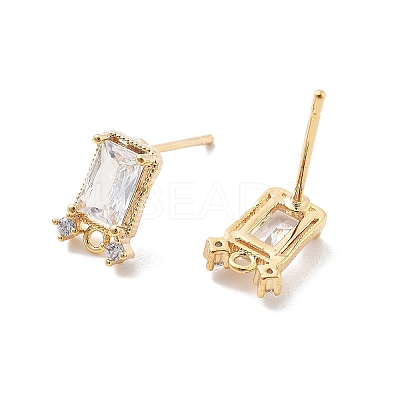 Brass Clear Cubic Zirconia Stud Earring Findings KK-A238-01C-G-1