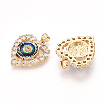 Brass Micro Pave Clear Cubic Zirconia Pendants for Women KK-T070-93A-02-1