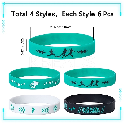 24Pcs 4 Colors Silicone Cord Bracelet Wristband BJEW-GF0001-31A-1